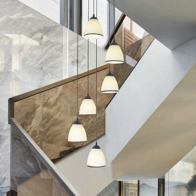 Suspension Dome Swirl Cluster en noir - Luminaire suspendu contemporain en verre opale