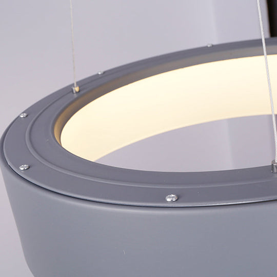 Minimalist Metal Ring Integrated LED Pendant Light - 3 Size & Color Options for Dining Room