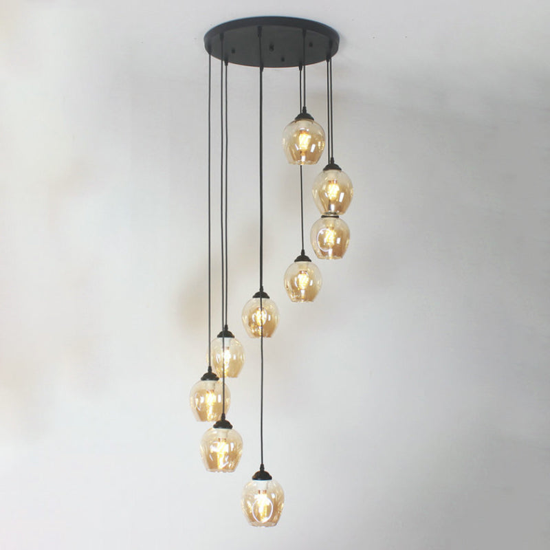Modern Black Multi-Light Pendant Ceiling Lamp with Glass Shades