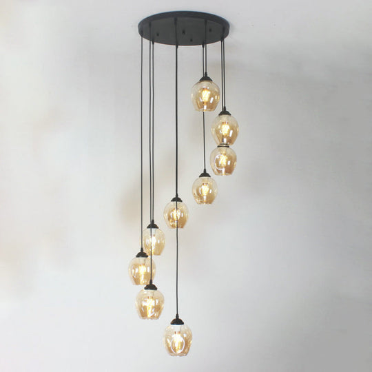 Modern Black Multi-Light Pendant Ceiling Lamp with Glass Shades