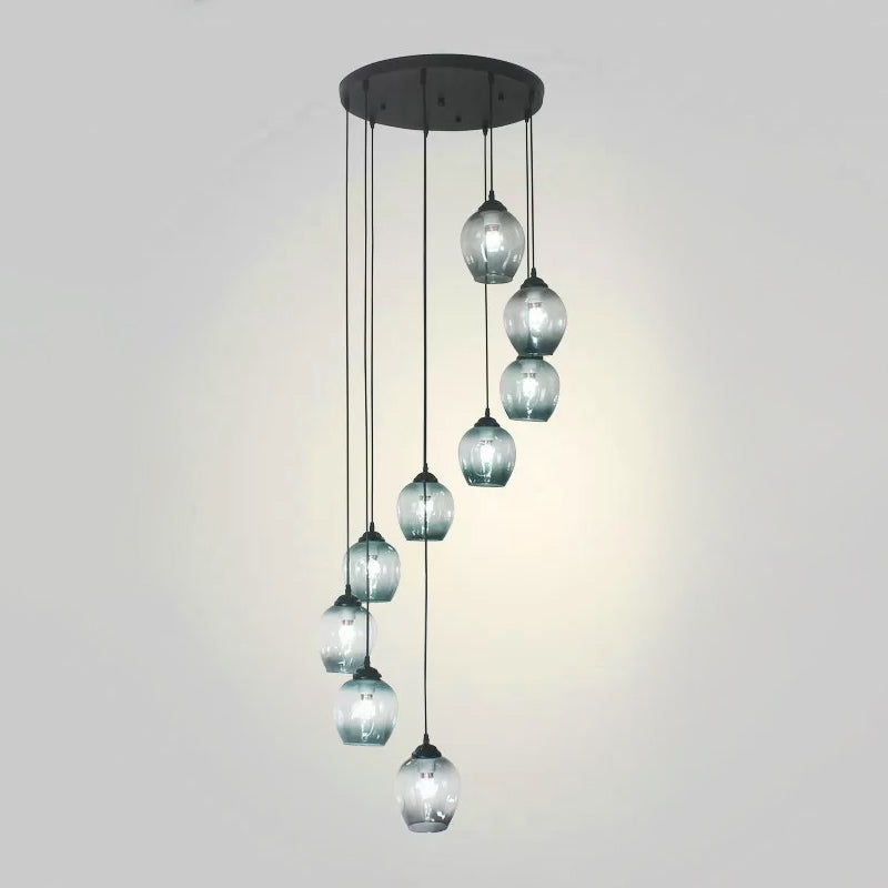 Modern Black Multi-Light Pendant Ceiling Lamp with Glass Shades