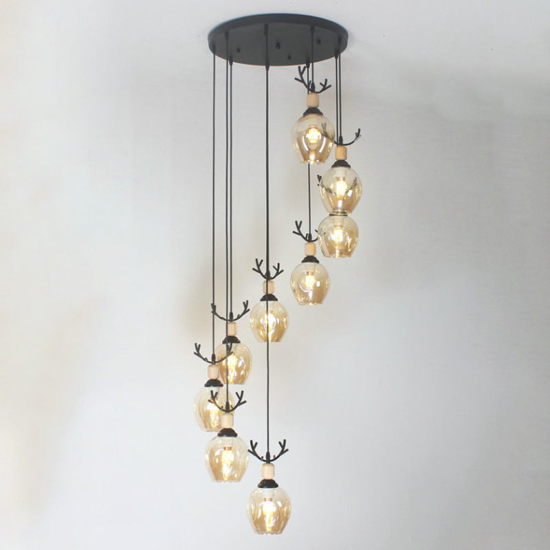 Modern Black Multi-Light Pendant Ceiling Lamp with Glass Shades
