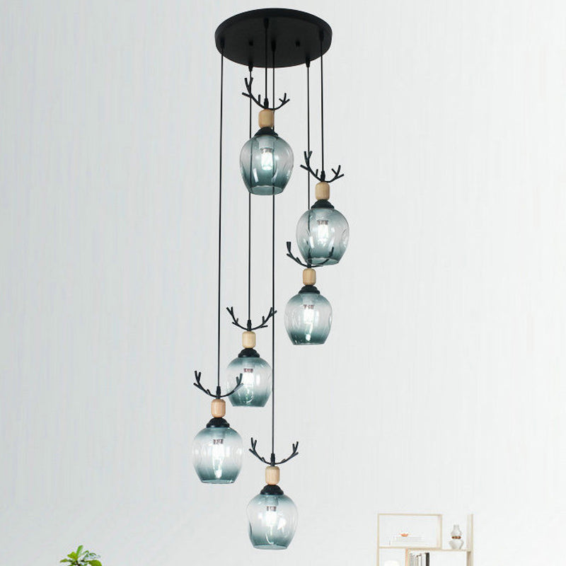 Modern Black Multi-Light Pendant Ceiling Lamp with Glass Shades