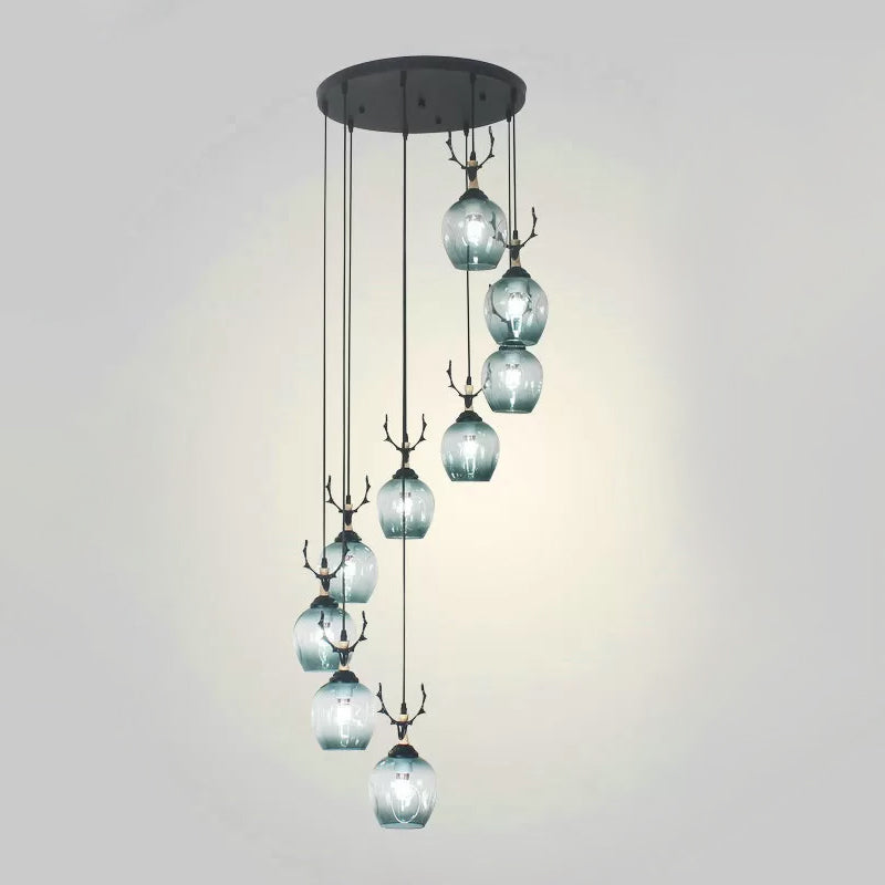 Modern Black Multi-Light Pendant Ceiling Lamp with Glass Shades