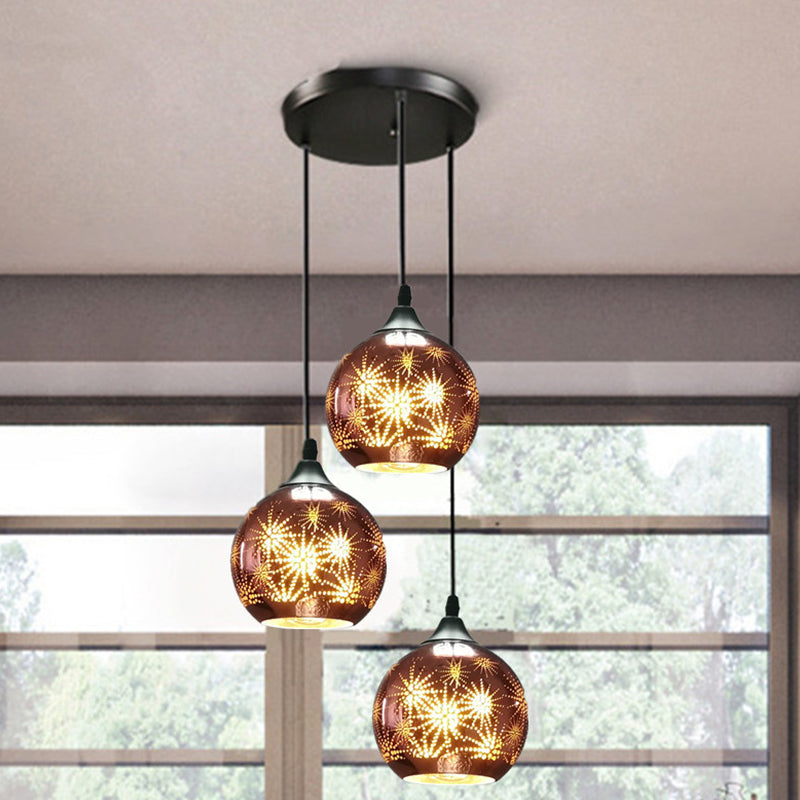Modernist Firework Glass Bronze Ceiling Light - Stylish Globe Hanging Suspension Lighting for Corridor