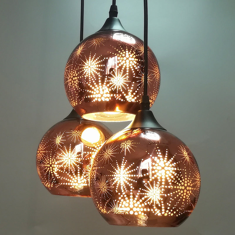 Modernist Firework Glass Bronze Ceiling Light - Stylish Globe Hanging Suspension Lighting for Corridor
