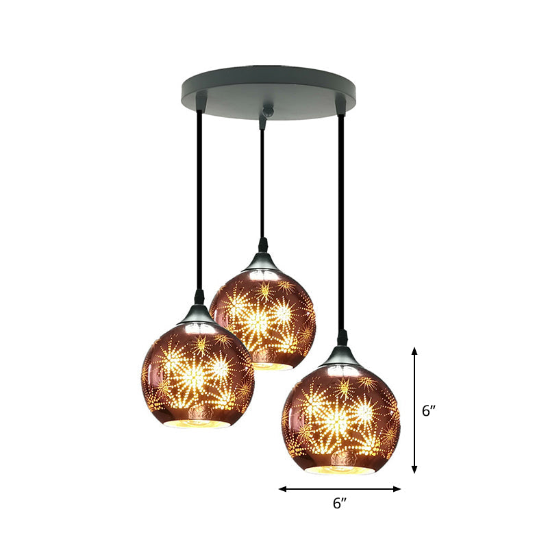 Modernist Firework Glass Bronze Ceiling Light - Stylish Globe Hanging Suspension Lighting for Corridor