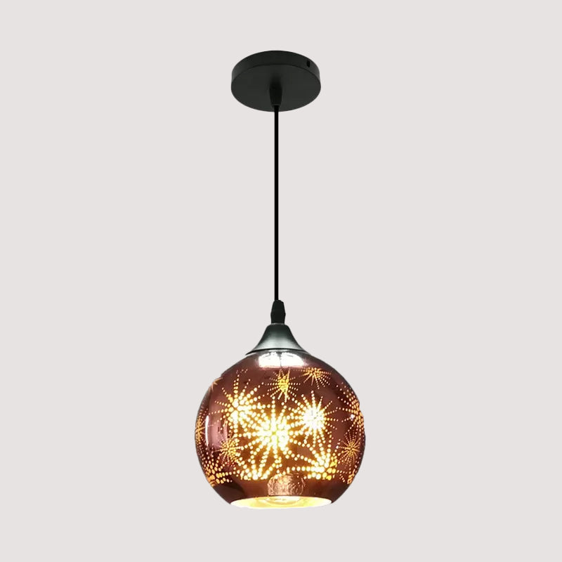 Modernist Firework Glass Bronze Ceiling Light - Stylish Globe Hanging Suspension Lighting for Corridor