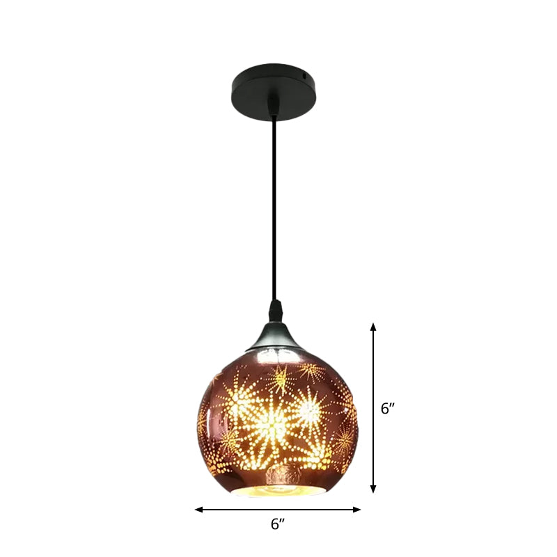 Modernist Firework Glass Globe Ceiling Light - Bronze Suspension Lighting For Corridor