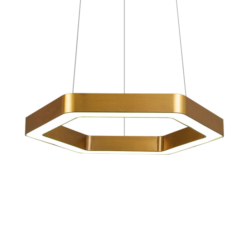 Modern Hexagon Metal Suspension Lamp - 16/23.5 Wide Led Gold Pendant Light For Living Room A/B