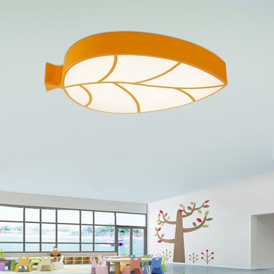 Kid's Leaf LED Ceiling Lamp - Cartoon Acrylic Metal Flush Mount Light