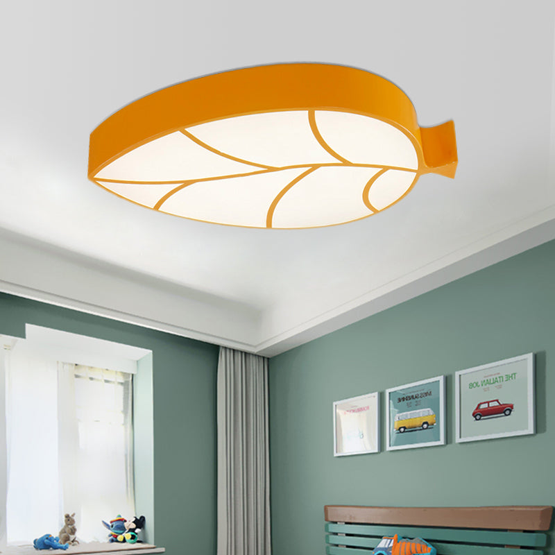Kid's Leaf LED Ceiling Lamp - Cartoon Acrylic Metal Flush Mount Light