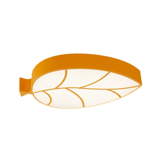 Kid's Leaf LED Ceiling Lamp - Cartoon Acrylic Metal Flush Mount Light