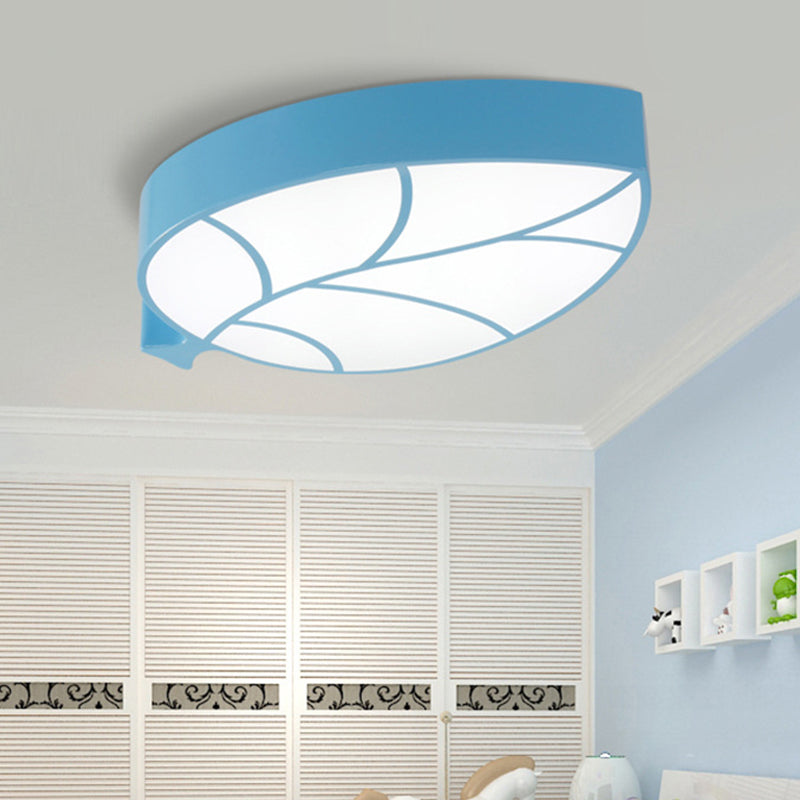 Kid's Leaf LED Ceiling Lamp - Cartoon Acrylic Metal Flush Mount Light