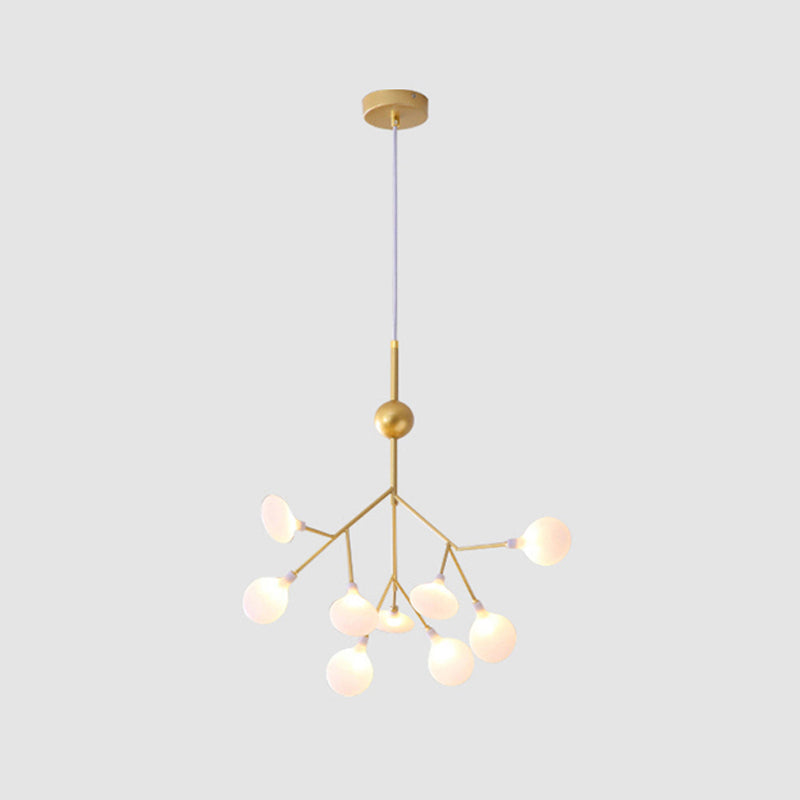 Contemporary Gold Acrylic Leaf Chandelier: LED Ceiling Lamp for Living Room