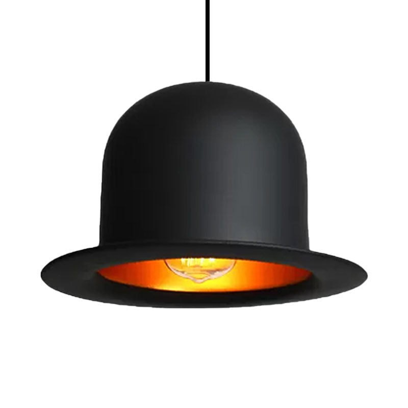 Modern Black Metal Hat Pendant Light For Dining Room - 1 6.5/7 Wide