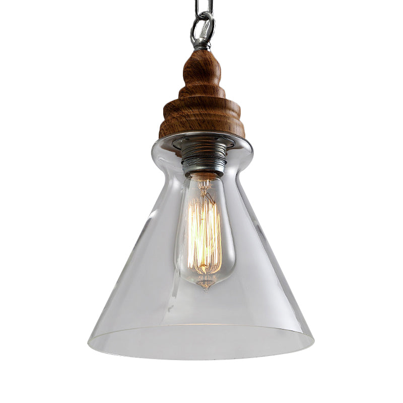 Clear Glass Pendant Lighting Kit - Modernist 1-Light Brown Ceiling Lamp For Restaurants