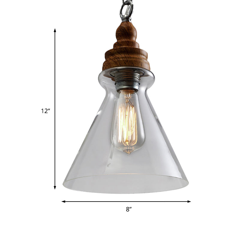 Clear Glass Pendant Lighting Modernist Ceiling Lamp for Restaurant - Globe/Bowl/Cone Design - 1 Light Brown - Includes Chain
