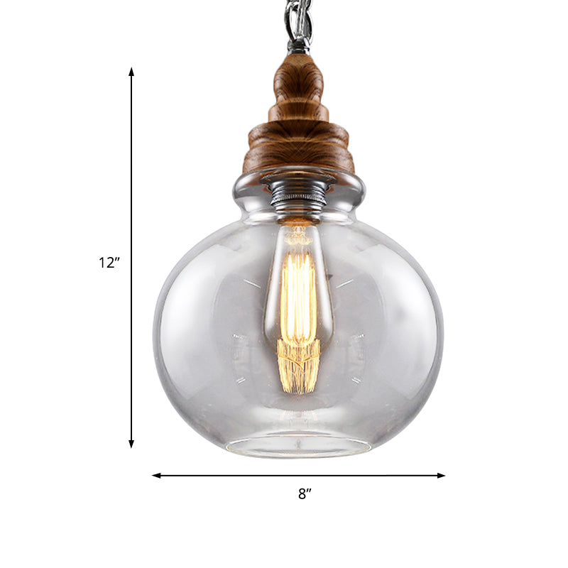 Clear Glass Pendant Lighting Modernist Ceiling Lamp for Restaurant - Globe/Bowl/Cone Design - 1 Light Brown - Includes Chain