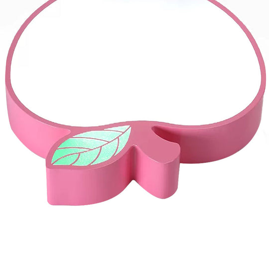 Apple Metal Ceiling Light with Leaf Design for Kids' Bedroom - Macaron Flush Mount