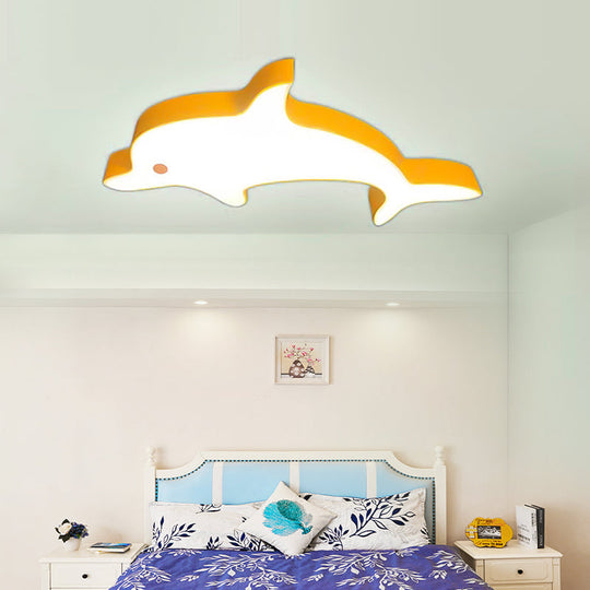 Dolphin LED Flush Mount Light - Perfect for Child's Bedroom Ceiling