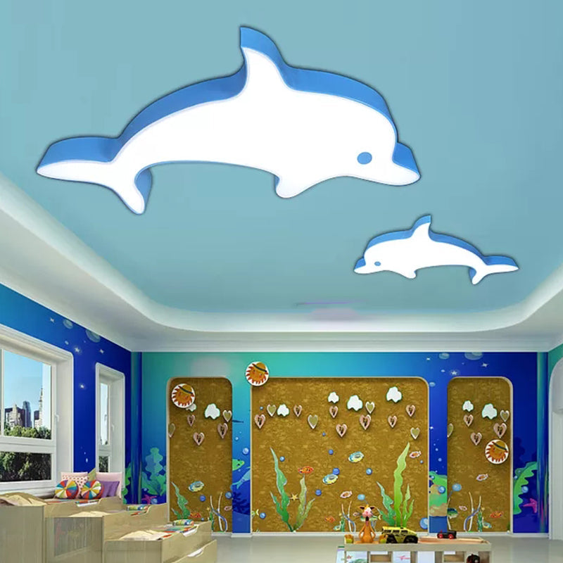 Dolphin LED Flush Mount Light - Perfect for Child's Bedroom Ceiling