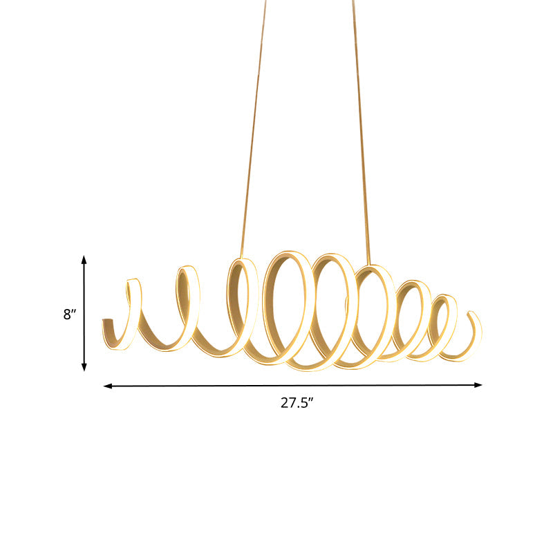 Modern Spring Acrylic LED Pendant Light in White - 27.5"/39" Wide Ceiling Hanging Fixture