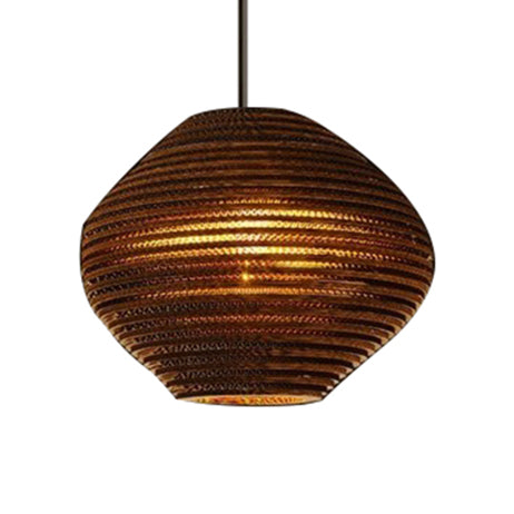 Asian Style Hanging Lamp - Paper Dome Shade Ceiling Drop Light (1 Bulb) in Brown for Restaurants - 10"/14"/16"/22" Diameter
