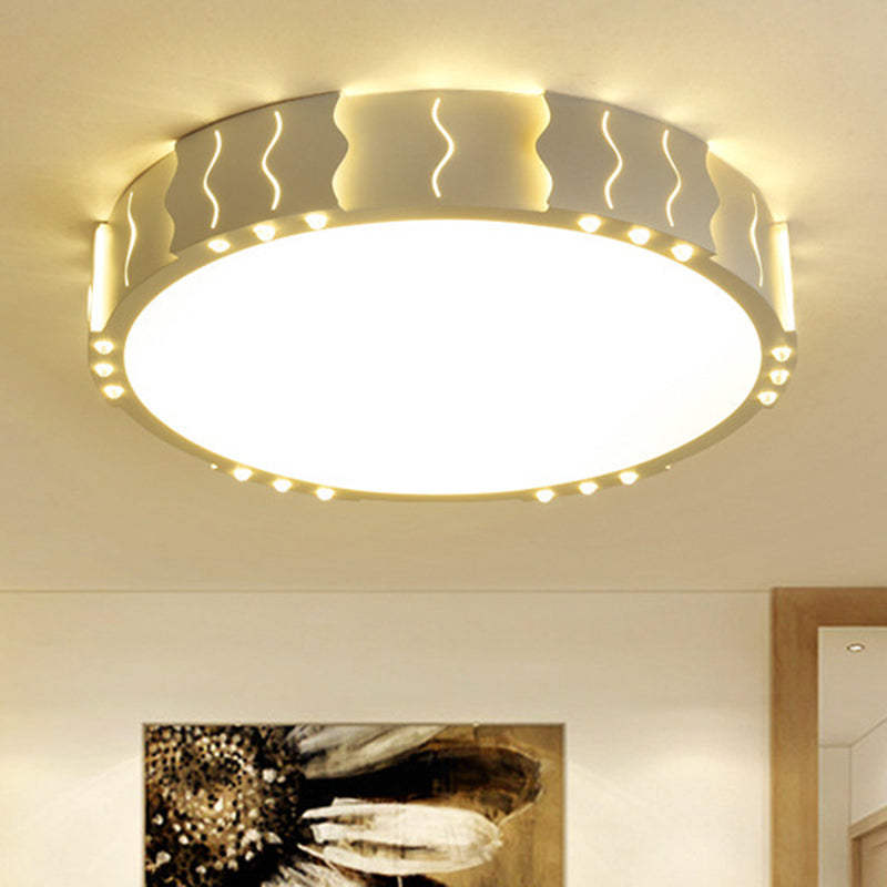 Modern Acrylic LED Flush Ceiling Light - White Square/Round Design for Living Room with Warm/White Lighting