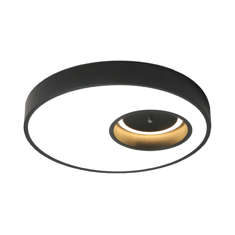 Contemporary Black/White Round Ceiling Flush Light 18/23.5 Wide - Led Acrylic Lighting For