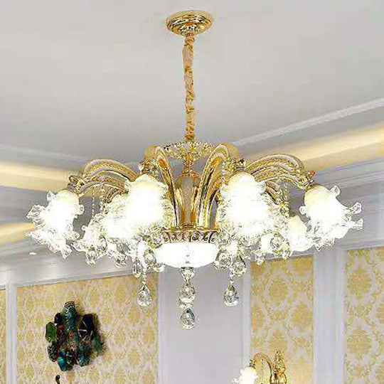 Modernist Crystal Chandelier Pendant Light - Clear Glass Gold Finish 15 /