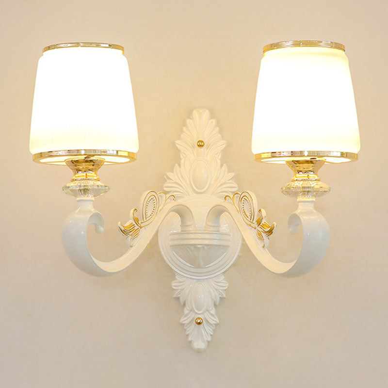 Sleek Gold Conical Pendant Light With Opaline Glass Chandelier - Elegant Simplicity Curved Arm 2 /