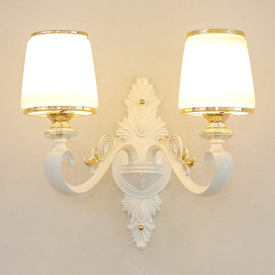 Sleek Gold Conical Pendant Light With Opaline Glass Chandelier - Elegant Simplicity Curved Arm 2 /