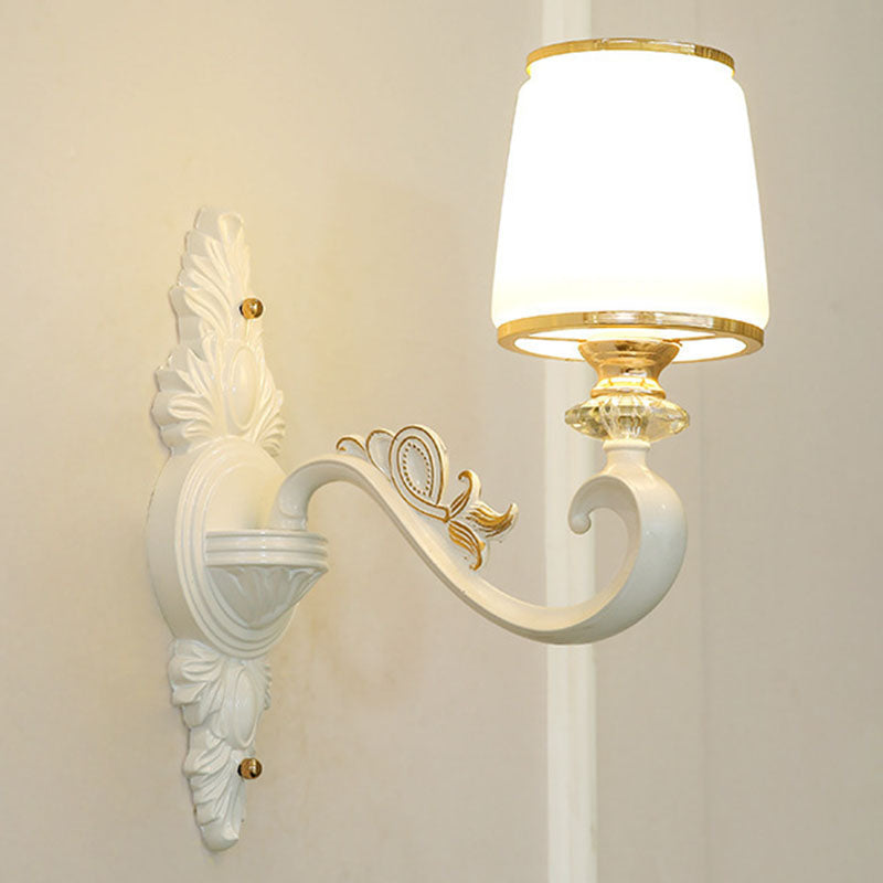 Sleek Gold Conical Pendant Light With Opaline Glass Chandelier - Elegant Simplicity Curved Arm 1 /