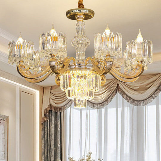 Gold Crystal Chandelier For Modern Bedrooms: Suspended Drum Lighting Fixture