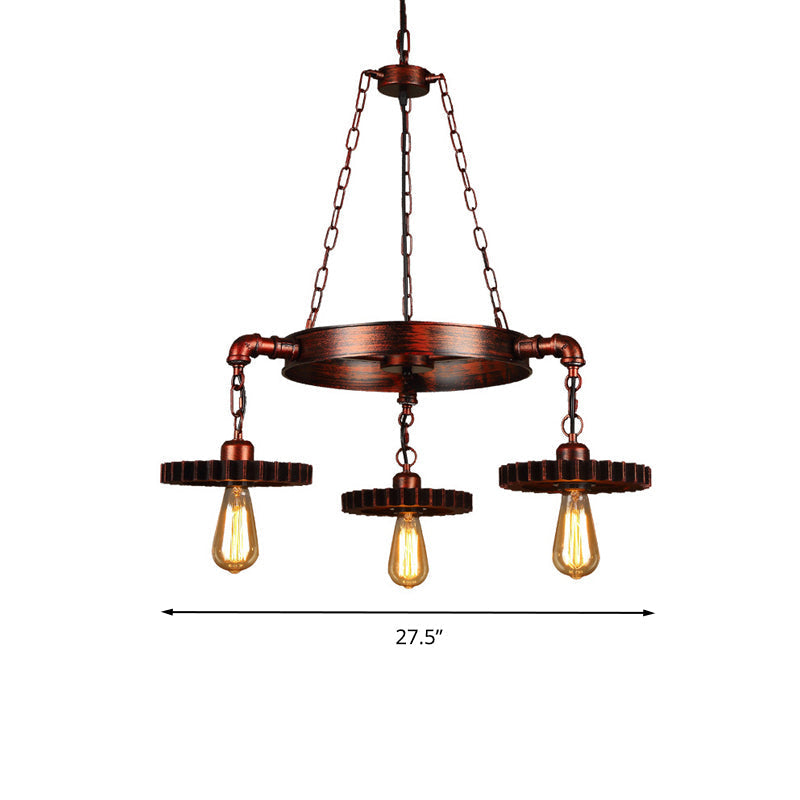 Suspension vintage à 3/7 têtes | Lustre en métal rouille foncé de style antique pour restaurants