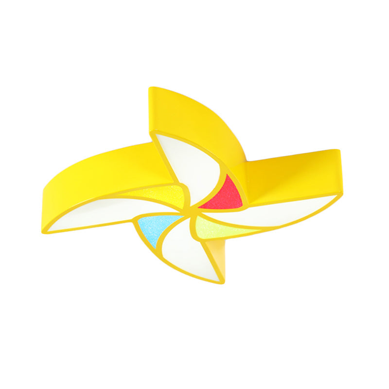 Modern LED Flush Mount Ceiling Light for Child's Bedroom - Toy Windmill Design