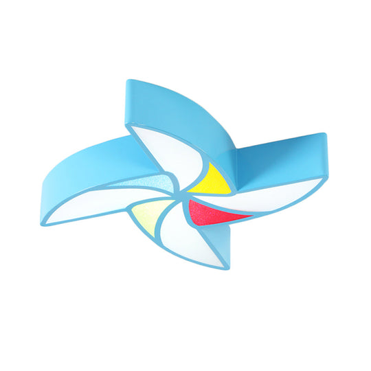 Modern LED Flush Mount Ceiling Light for Child's Bedroom - Toy Windmill Design