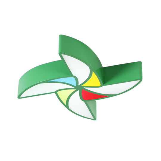 Modern LED Flush Mount Ceiling Light for Child's Bedroom - Toy Windmill Design