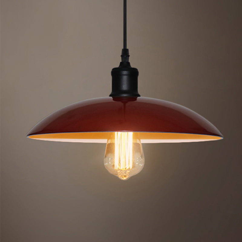 Metallic Saucer Shade Pendant Lighting - Loft Style Hanging Lamp For Living Room In Black/White