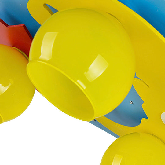 Plafonnier LED bleu dessin animé pour chambre d'enfant - Plafonnier en bois avec vue nocturne