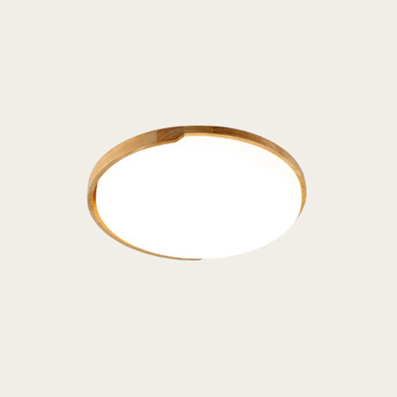 Plafonnier LED rond en bois pour salon - Beige