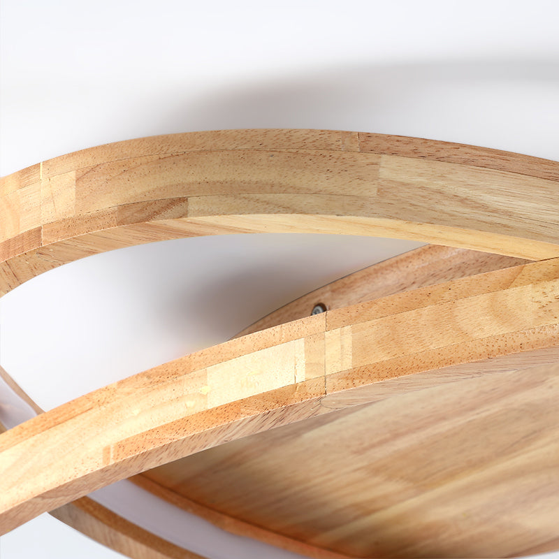 Contemporary Beige Wooden LED Flush Mount Ceiling Light - Perfect for Living Room Spaces!