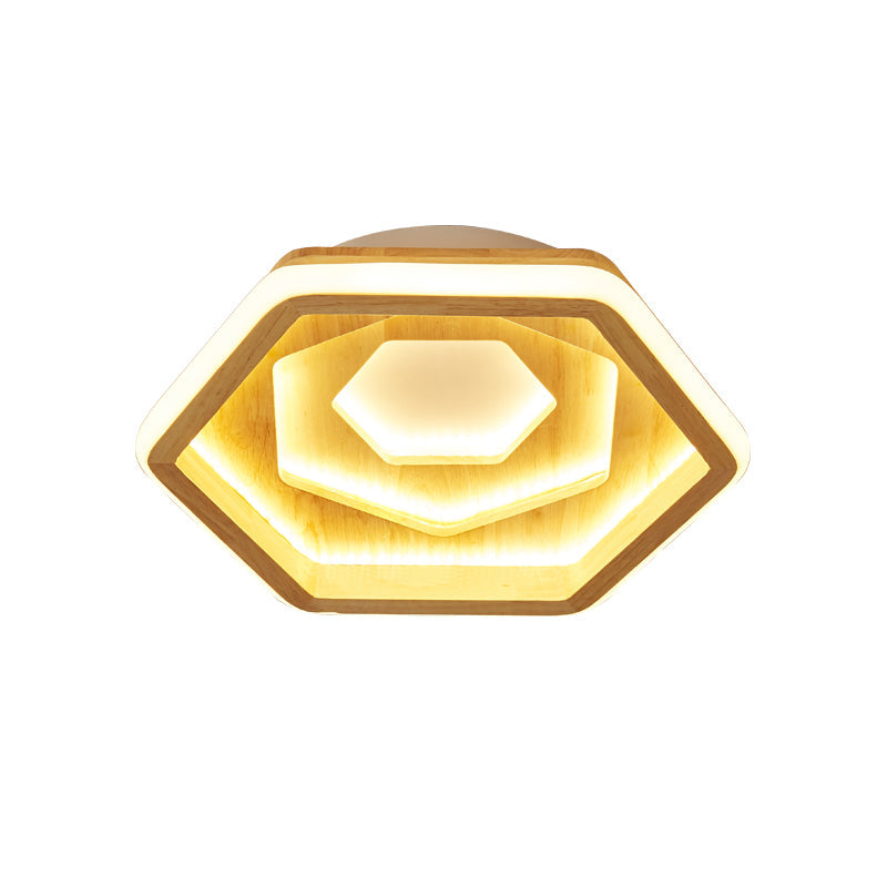 Contemporary Honeycomb LED Flush Ceiling Light in Beige