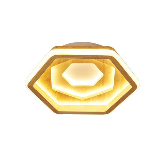 Contemporary Honeycomb LED Flush Ceiling Light in Beige