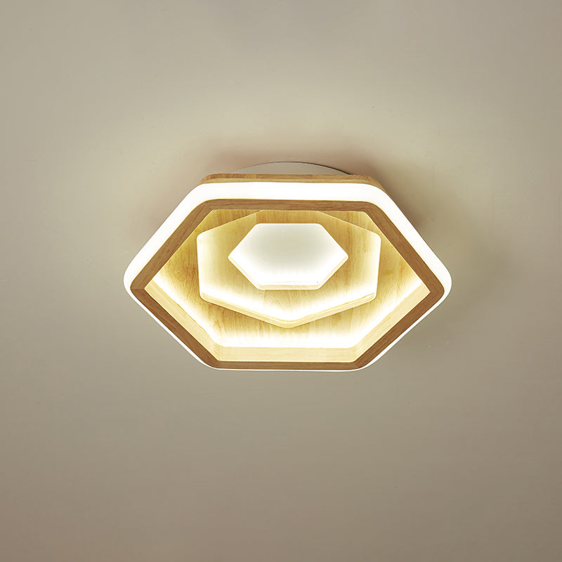 Contemporary Honeycomb LED Flush Ceiling Light in Beige