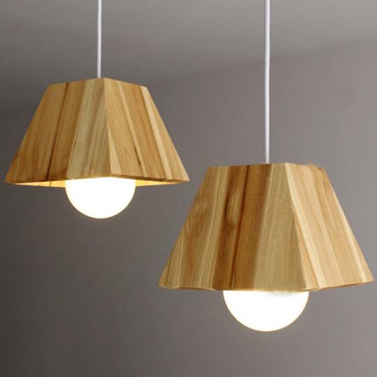 Nordic Wooden Dining Room Ceiling Light - Tapered Shape with 3 LED Pendant Lights