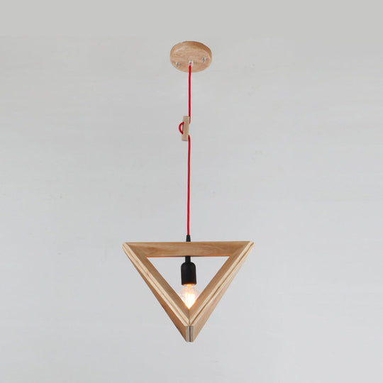 Lampe suspendue contemporaine en bois géométrique - Plafonnier à 1 tête pour salle à manger