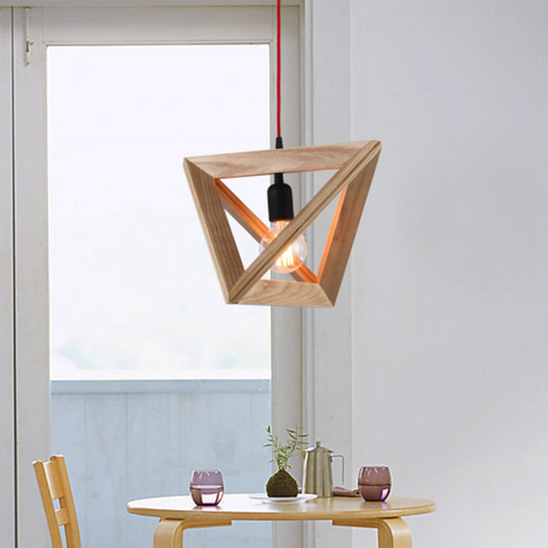 Modern Geometric Wooden Pendant Light For Dining Room