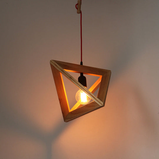Modern Geometric Wooden Pendant Light For Dining Room